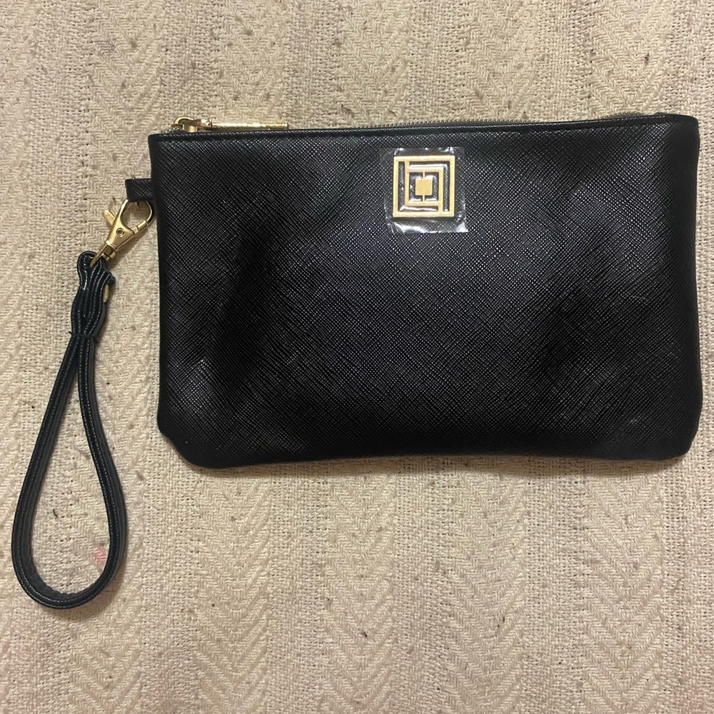 Liz Claiborne black leather wristlet nwt